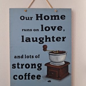 Painted Coffee mill blue wall sign