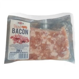 Pork bacon diced