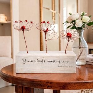 3 Copper flowers with red beads